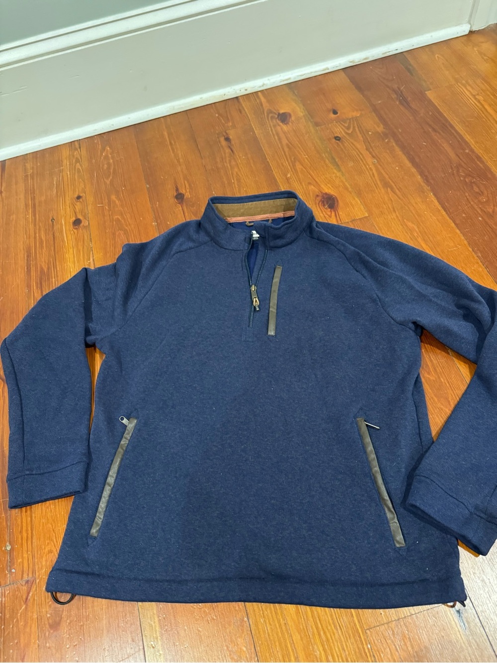 Tom Beckbe Men's navy warren Quarter-Zip fleece Pullover